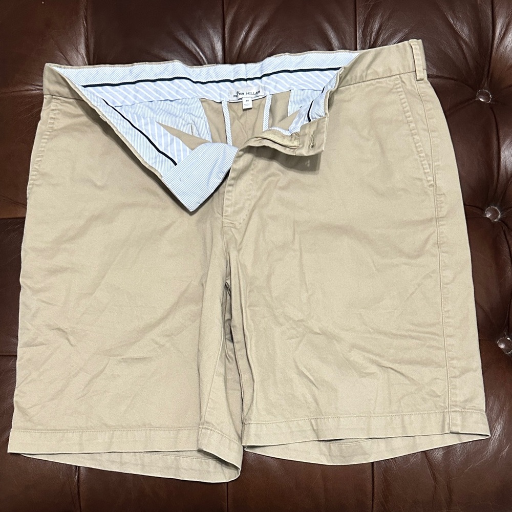 Peter Millar Men's Beige Flat Front Shorts 40